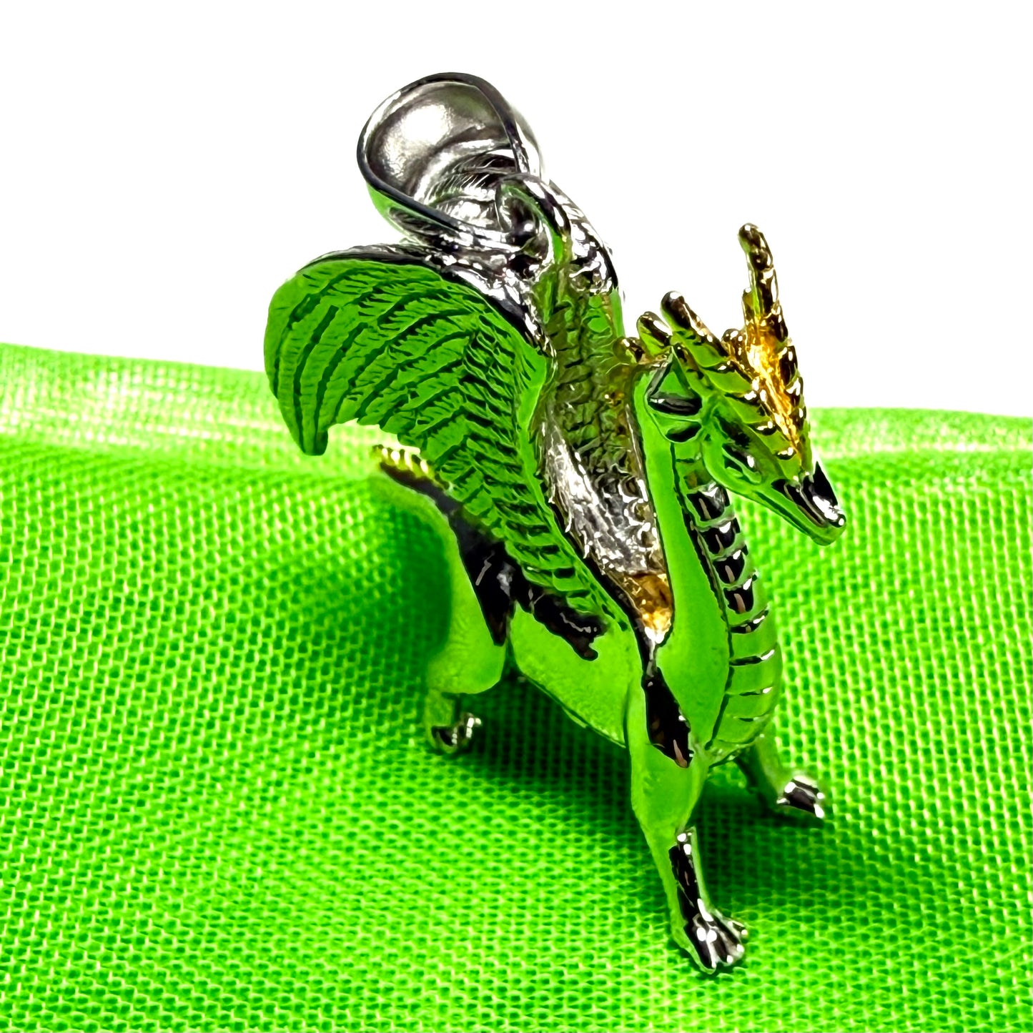 Men's or Ladies Solid Sterling Silver Standing Dragon Chain Necklace Pendant