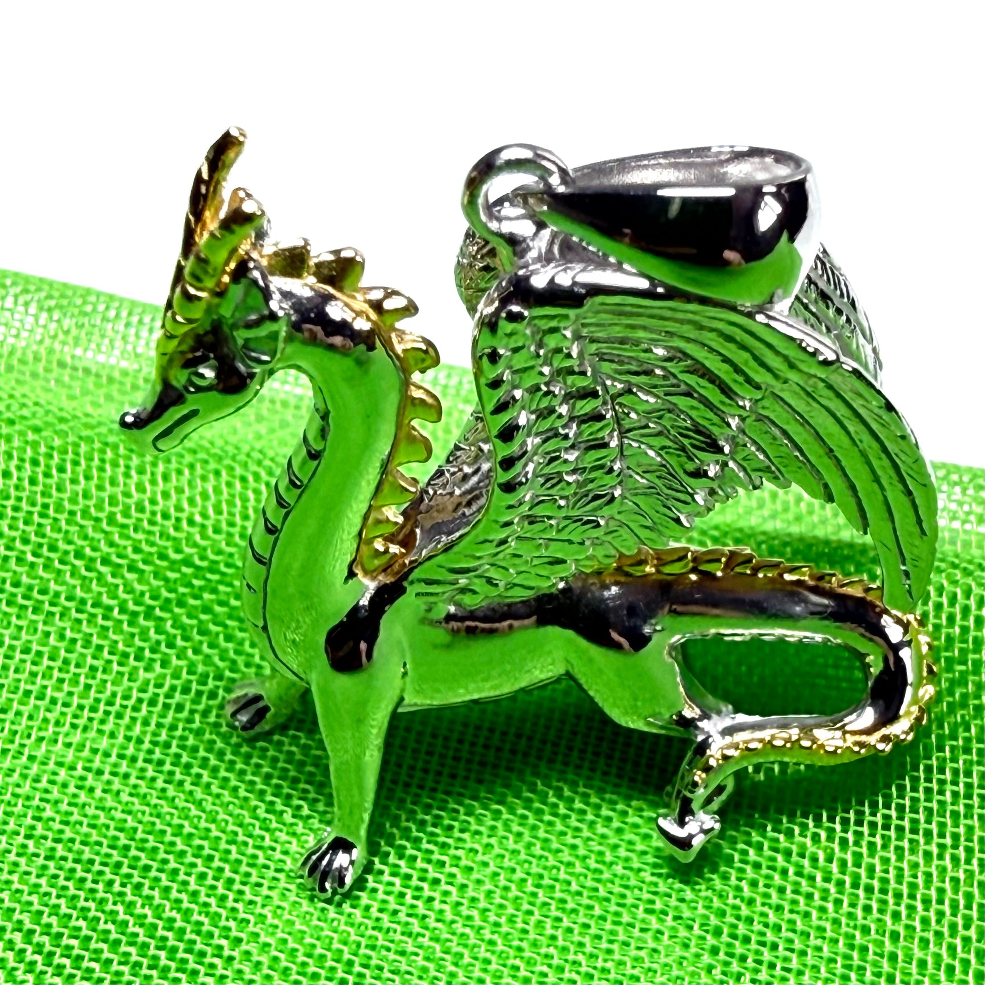 Men's or Ladies Solid Sterling Silver Standing Dragon Chain Necklace Pendant