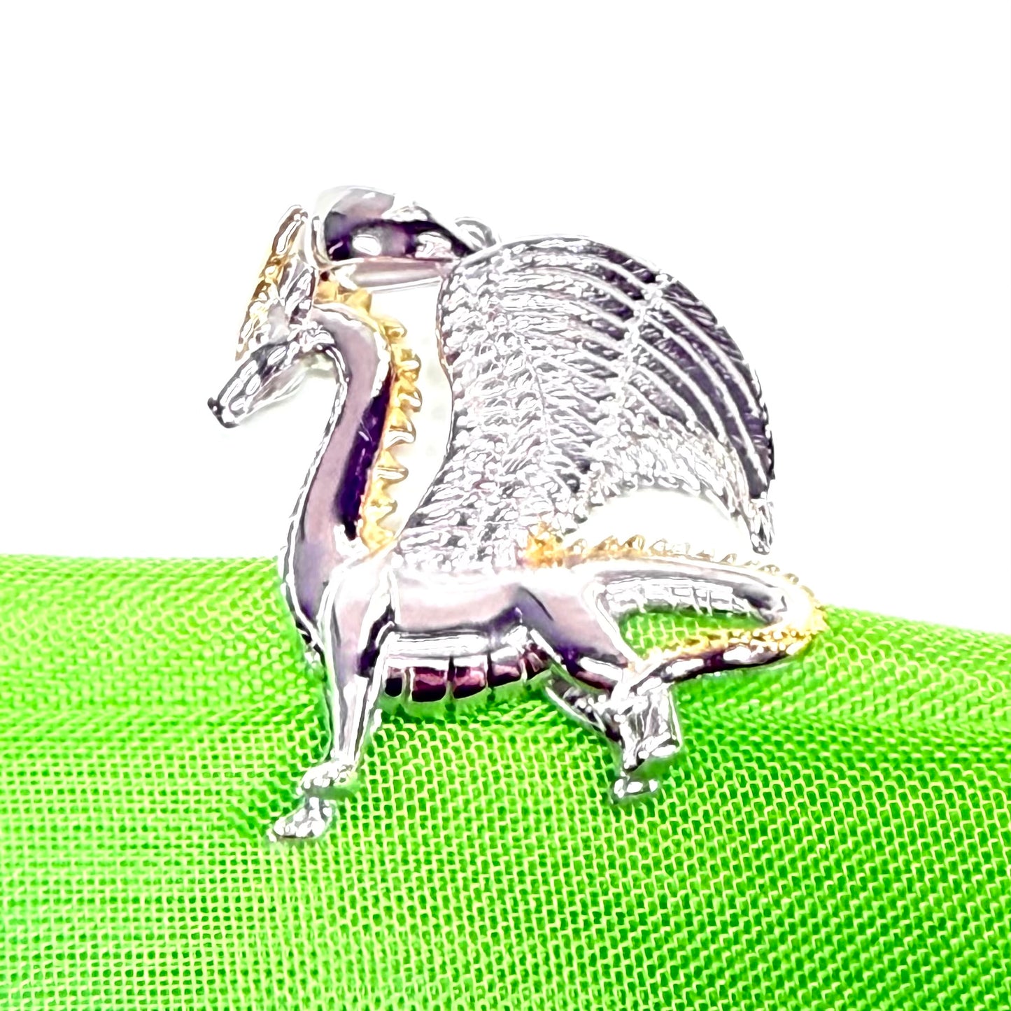 Men's or Ladies Solid Sterling Silver Standing Dragon Chain Necklace Pendant