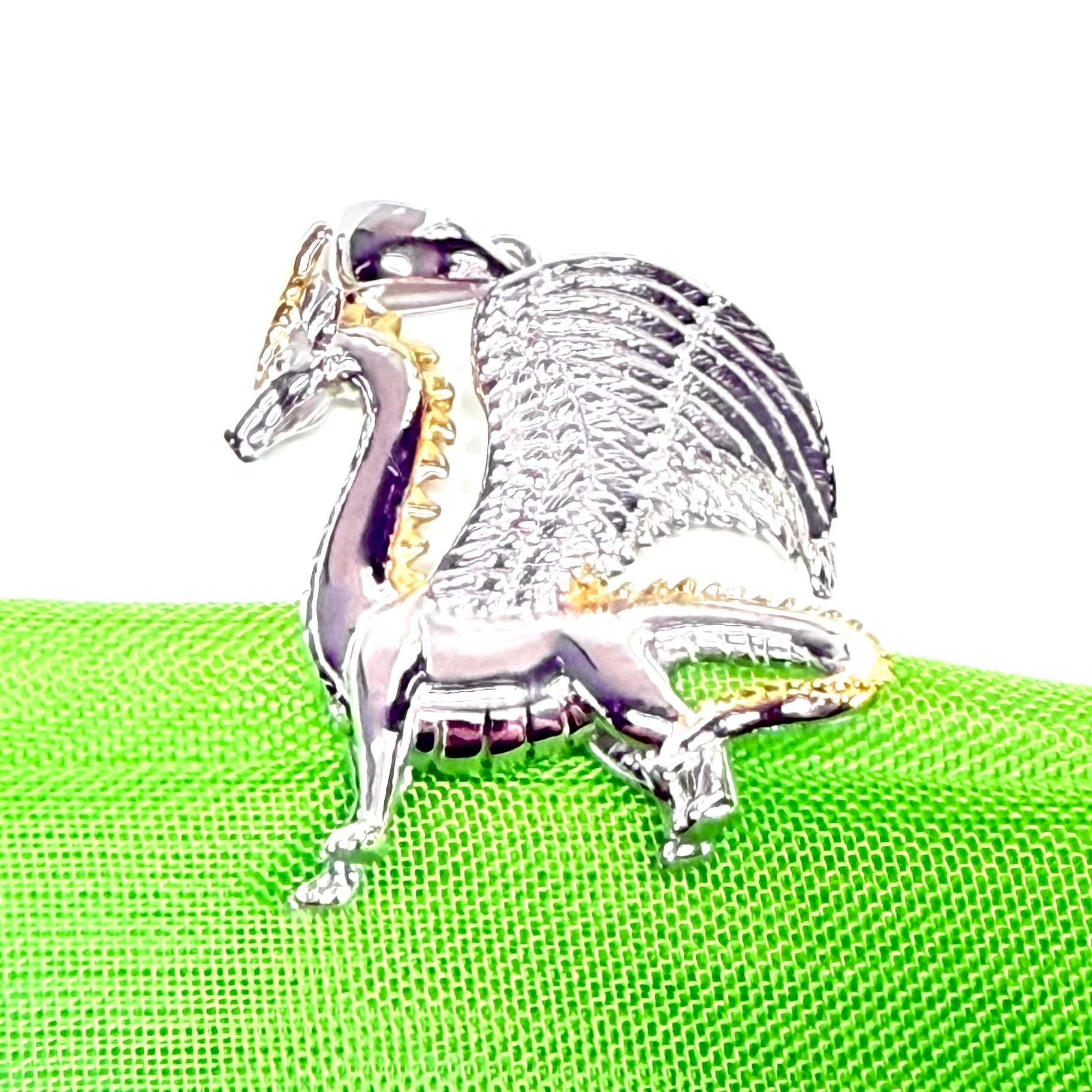 Men's or Ladies Solid Sterling Silver Standing Dragon Chain Necklace Pendant