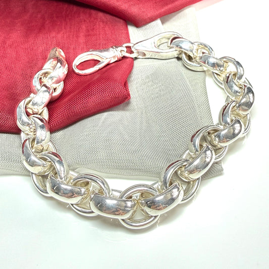 Men's sterling silver large link belcher bracelet round