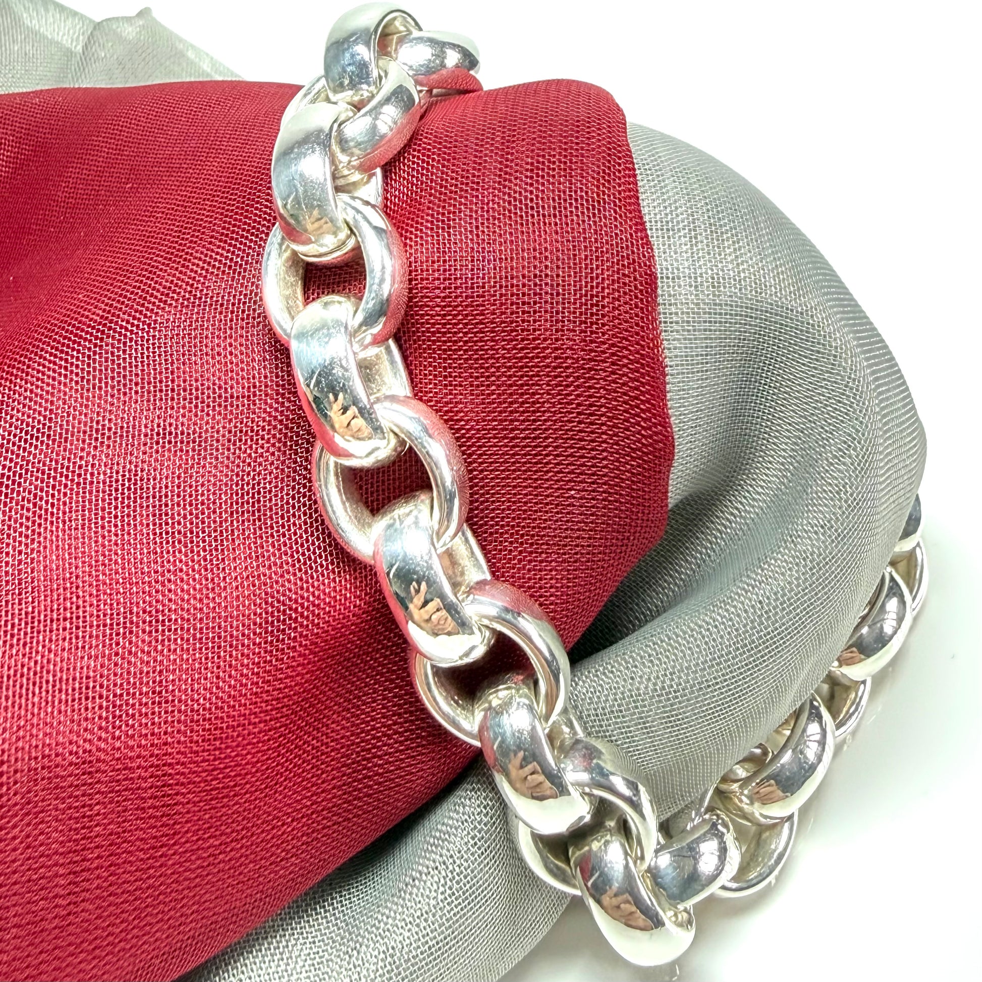 Men's sterling silver large link belcher bracelet round