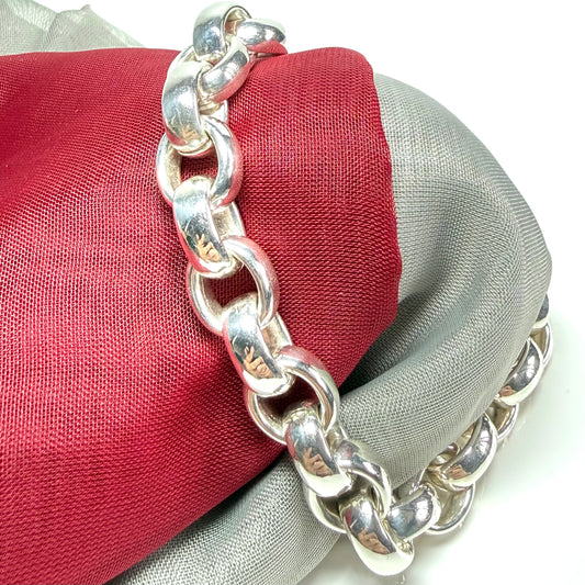 Men's sterling silver large link belcher bracelet round