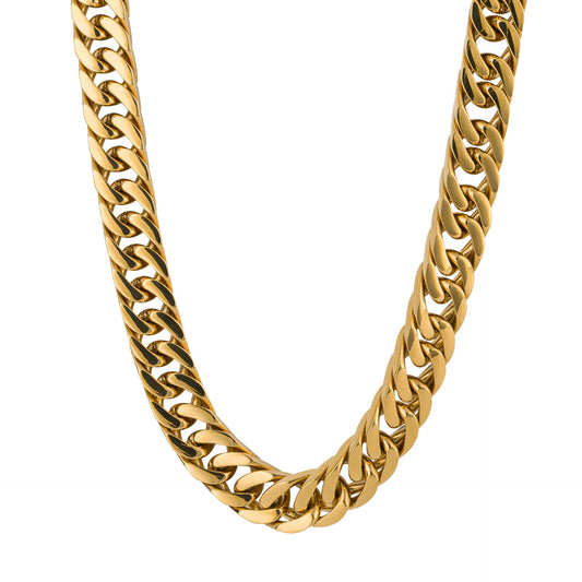Men's heavy gold plated 22 inch curb fancy curb necklace