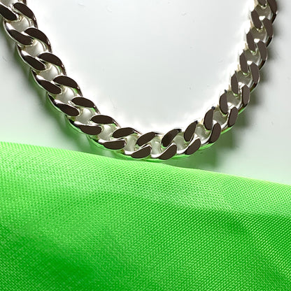 Men's heavy solid sterling silver curb necklace