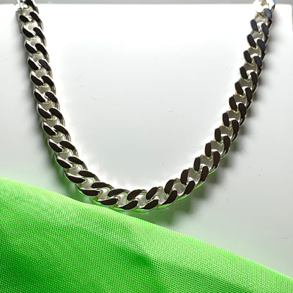 Men's heavy solid sterling silver curb necklace