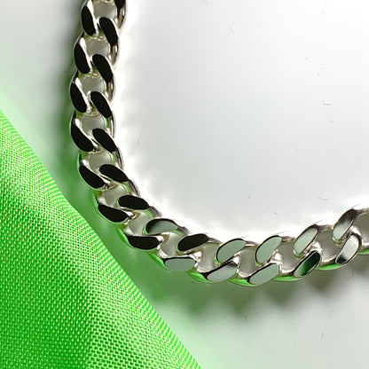 Men's heavy solid sterling silver curb necklace