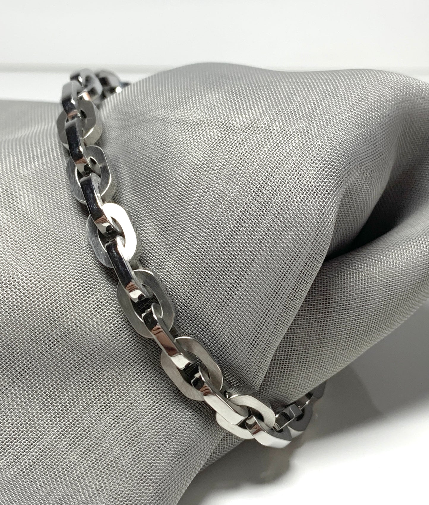 Men's necklace oval paper link chain link solid stainless steel heavyweight chain