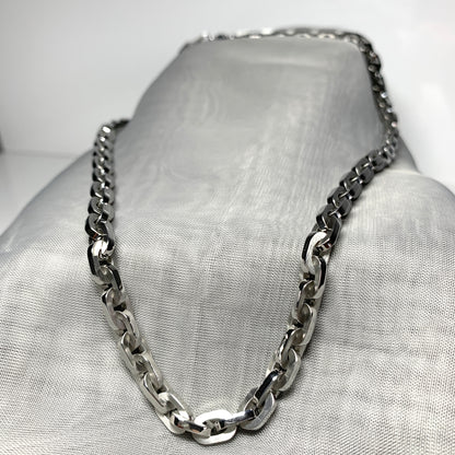 Men's necklace oval paper link chain link solid stainless steel heavyweight chain