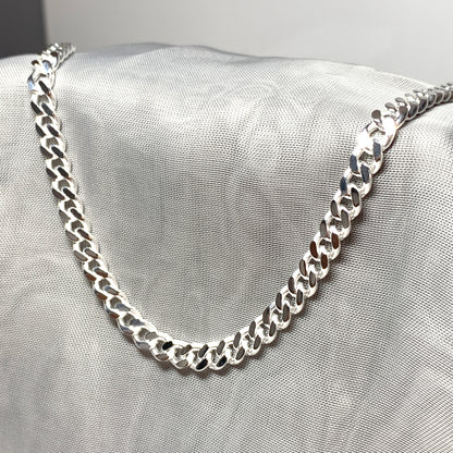 Men's necklace solid sterling silver diamond cut curb chain