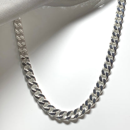 Men's necklace solid sterling silver diamond cut curb chain