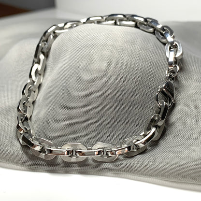 Men's oval paper link chain link solid stainless steel heavyweight 8.5 inch bracelet