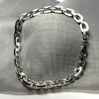 Men's oval paper link chain link solid stainless steel heavyweight 8.5 inch bracelet