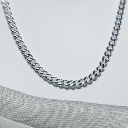 Mens solid sterling silver curb necklace