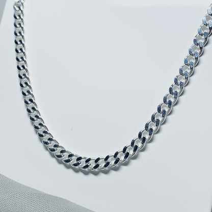 Mens solid sterling silver curb necklace