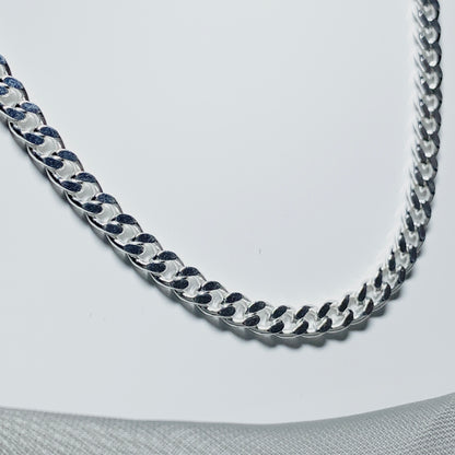 Mens solid sterling silver curb necklace