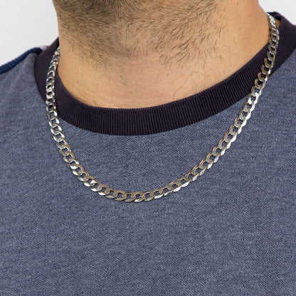 Men's solid sterling silver curb necklace 22 inches