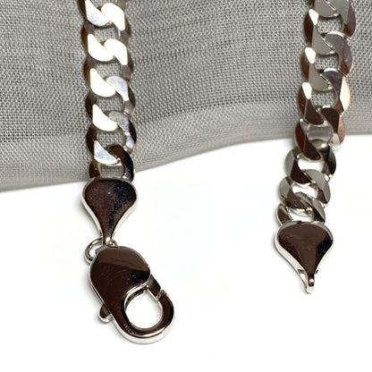 Men's solid sterling silver curb necklace 22 inches