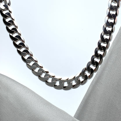 Men's solid sterling silver curb necklace 22 inches