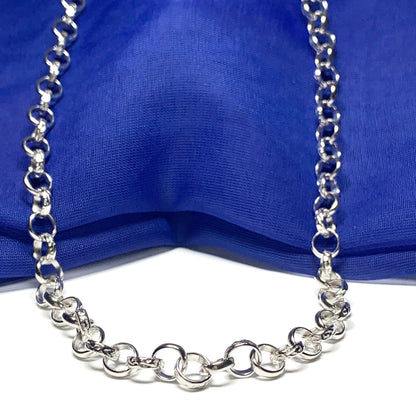 Men's solid sterling silver patterned round belcher chain necklace