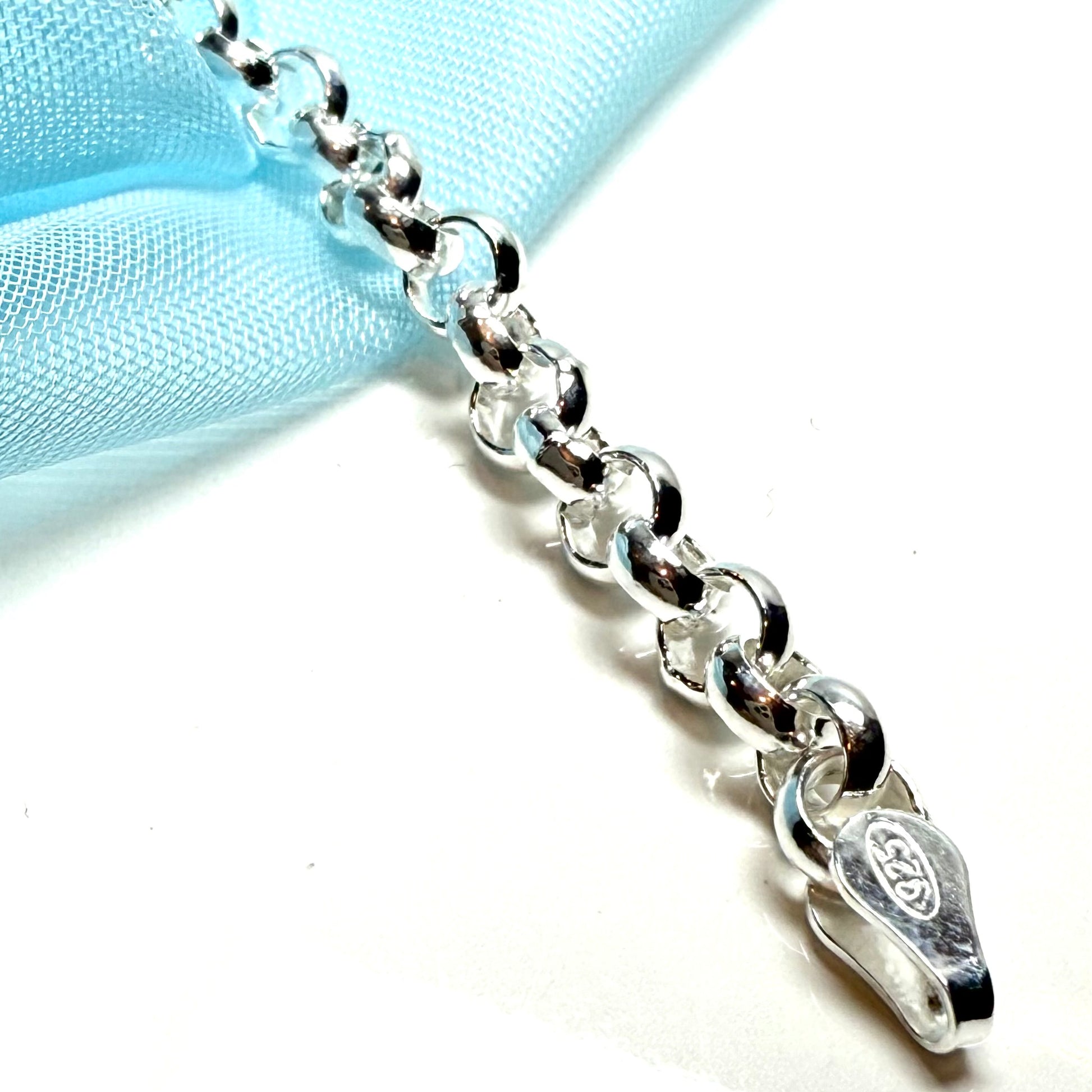 Men's solid sterling silver round belcher bracelet