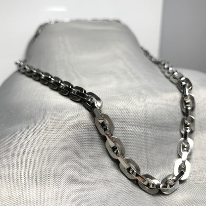 Men's necklace oval paper link chain link solid stainless steel heavyweight chain