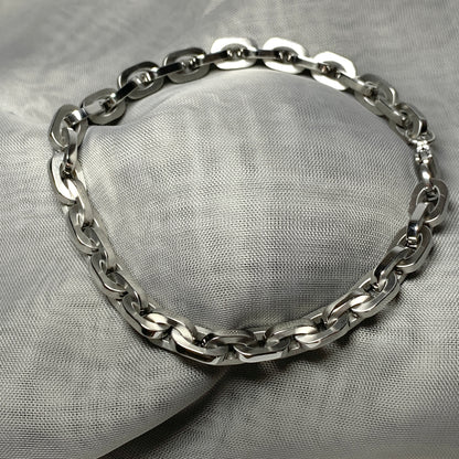 Men's oval paper link chain link solid stainless steel heavyweight 8.5 inch bracelet