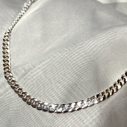 Mens solid sterling silver curb necklace chain