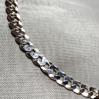 Mens solid sterling silver curb necklace chain