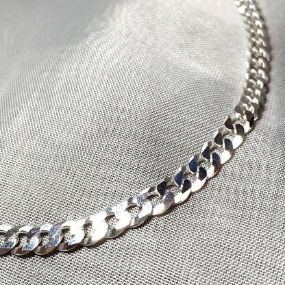 Mens solid sterling silver curb necklace chain