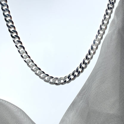 Mens solid sterling silver curb necklace chain