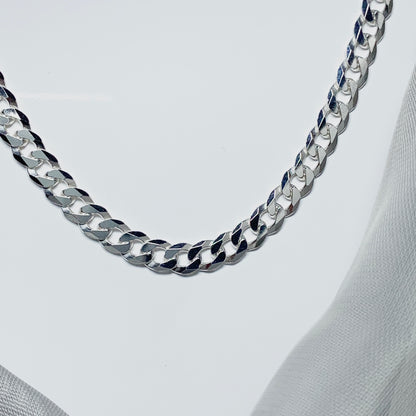 Mens solid sterling silver curb necklace chain