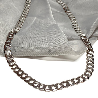 Men's solid sterling silver curb necklace 22 inches