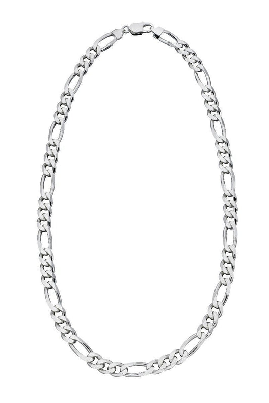 Mens solid sterling silver heavyweight figaro necklace