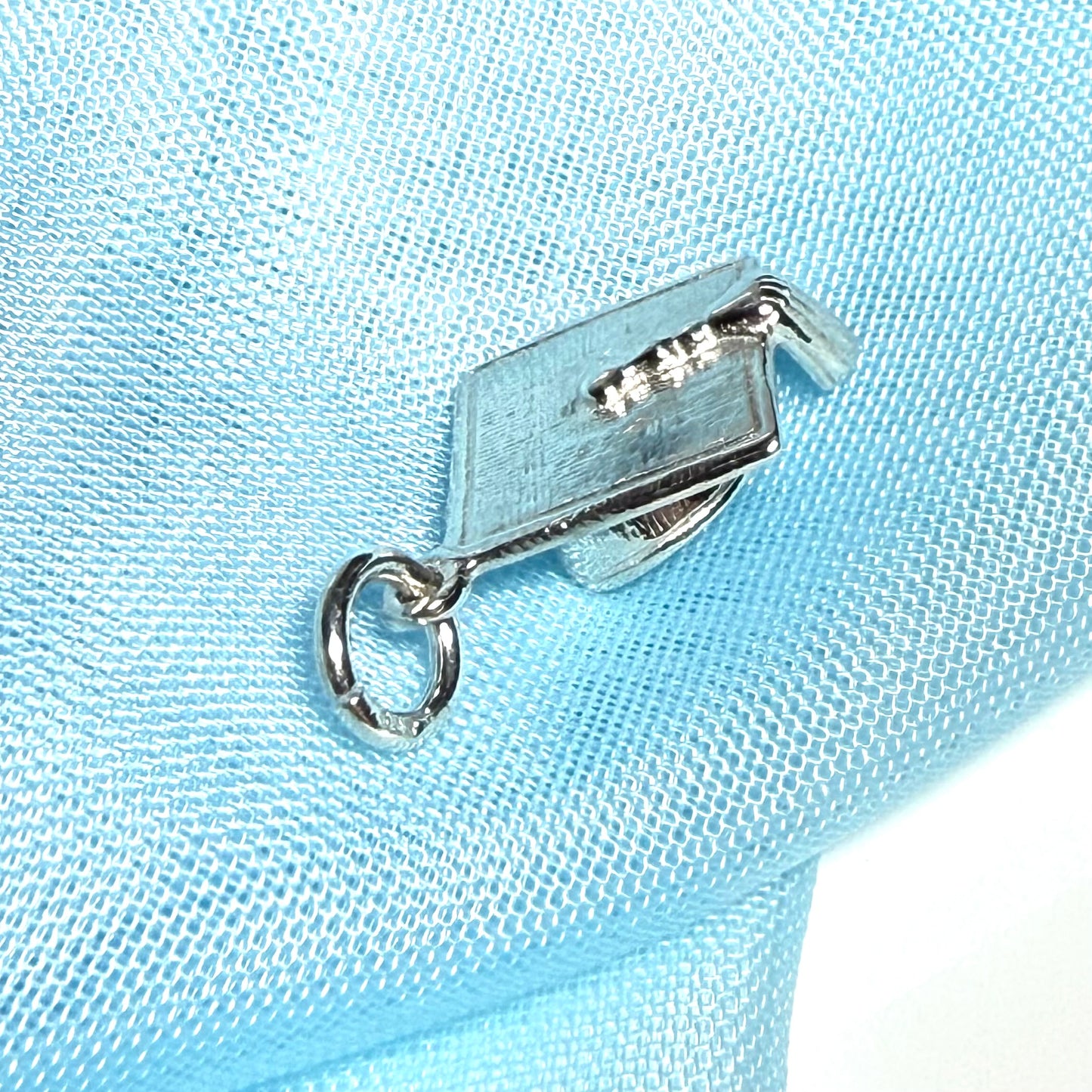 Mortar Board Solid Sterling Silver Charm