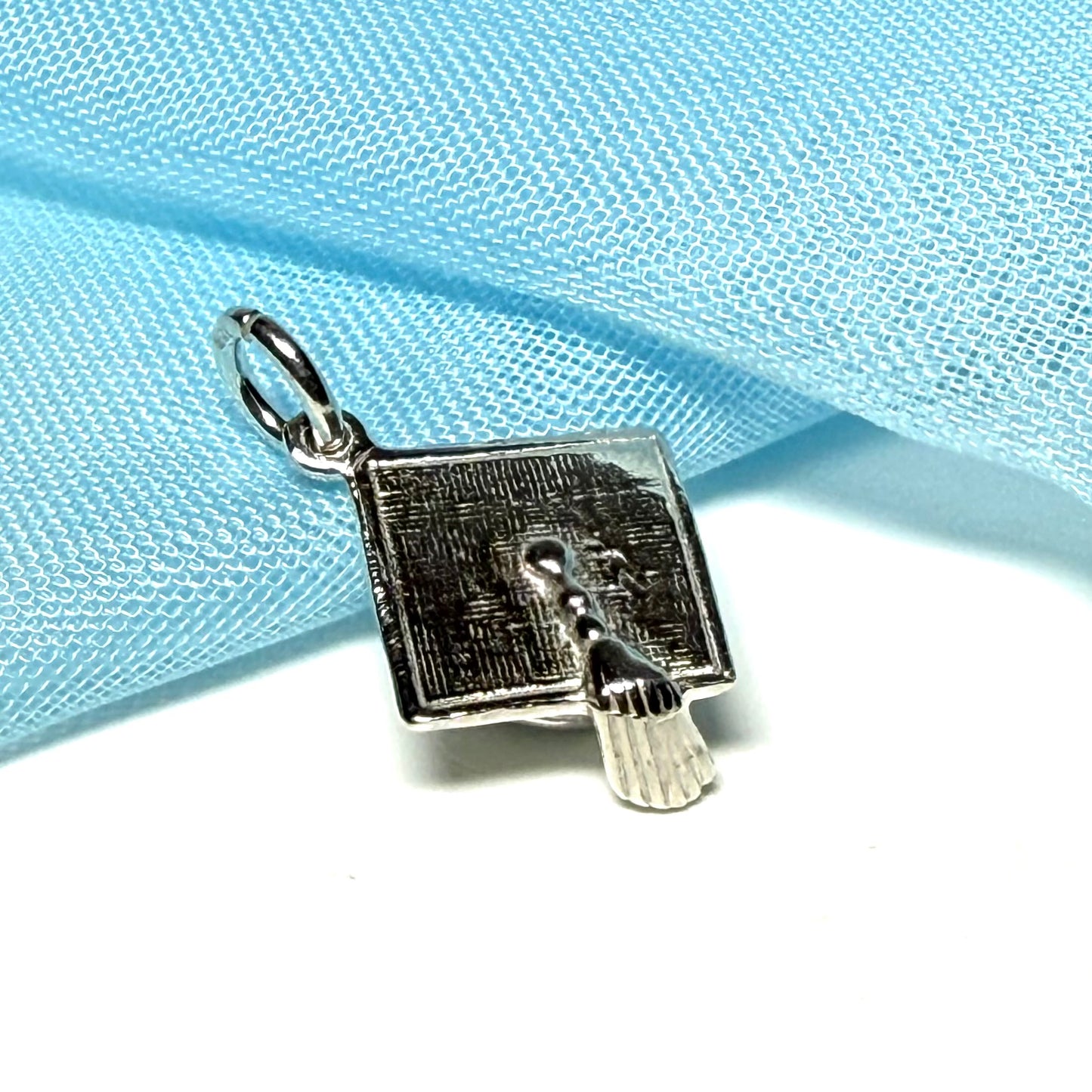 Mortar Board Solid Sterling Silver Charm