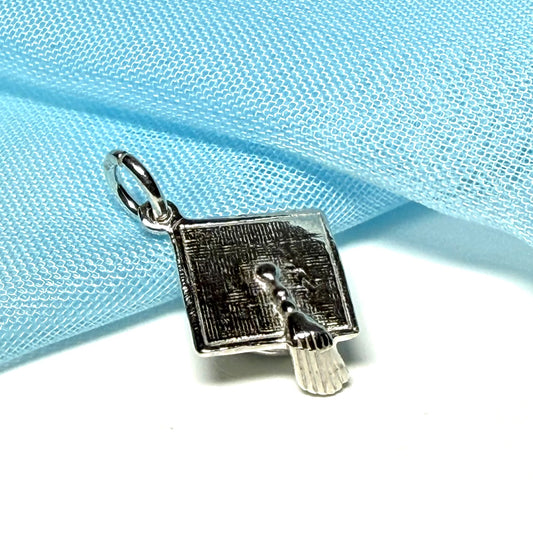 Mortar Board Solid Sterling Silver Charm