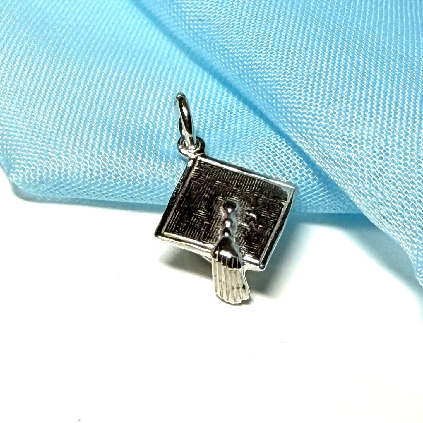 Mortar Board Solid Sterling Silver Charm