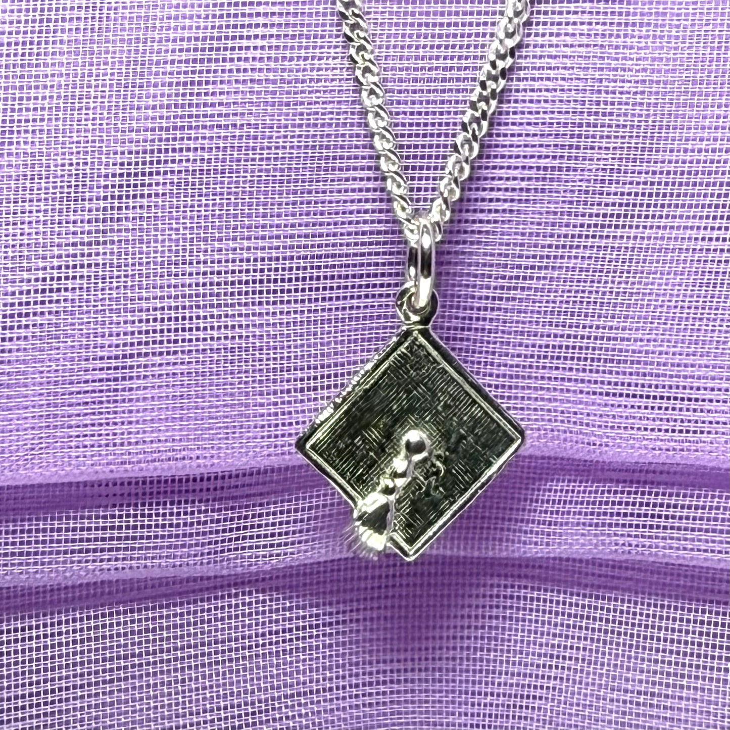 Mortar Board Solid Sterling Silver Graduation Necklace