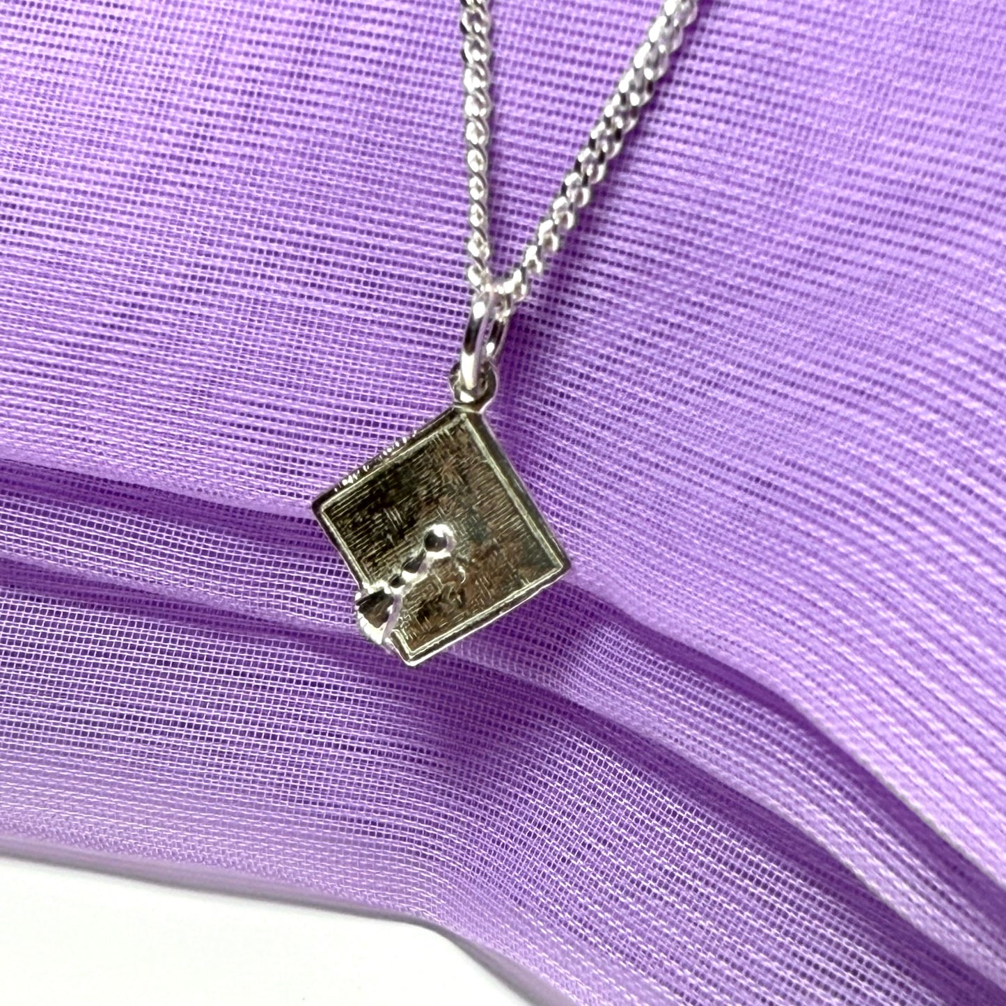 Mortar Board Solid Sterling Silver Graduation Necklace with chain