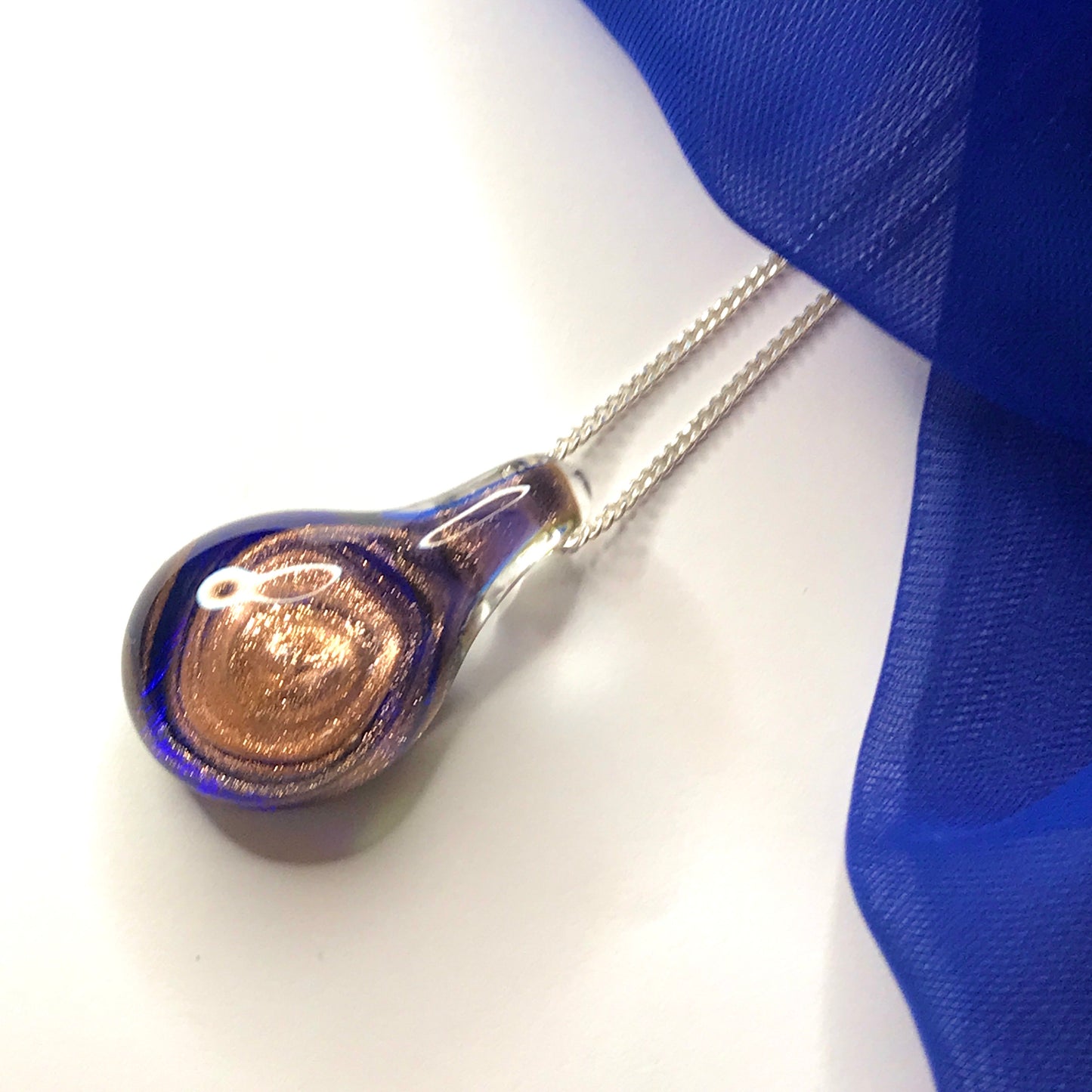 Murano Glass Tear Drop Pendant Blue