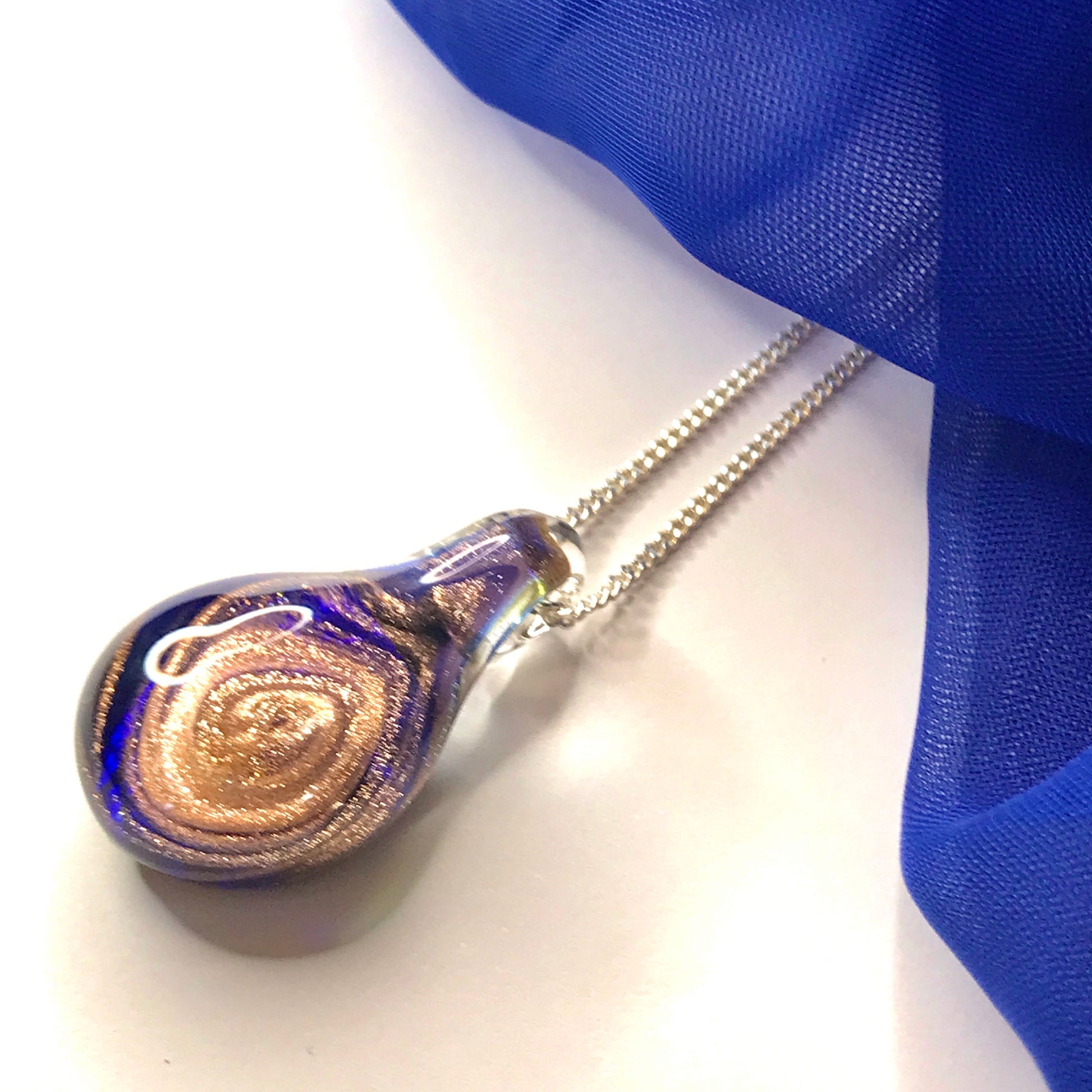 Murano Glass Tear Drop Pendant Blue