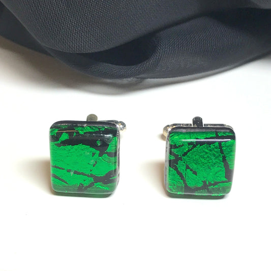 Emerald green Murano glass cufflinks