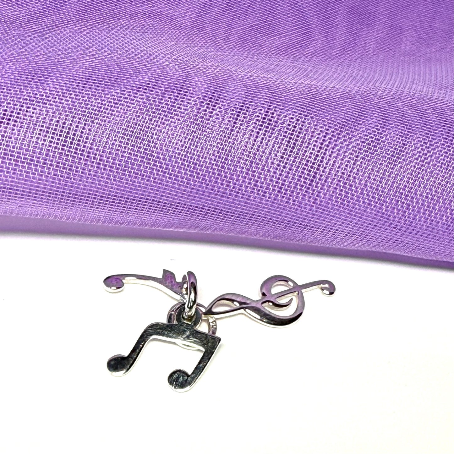 Musical note solid charm sterling silver