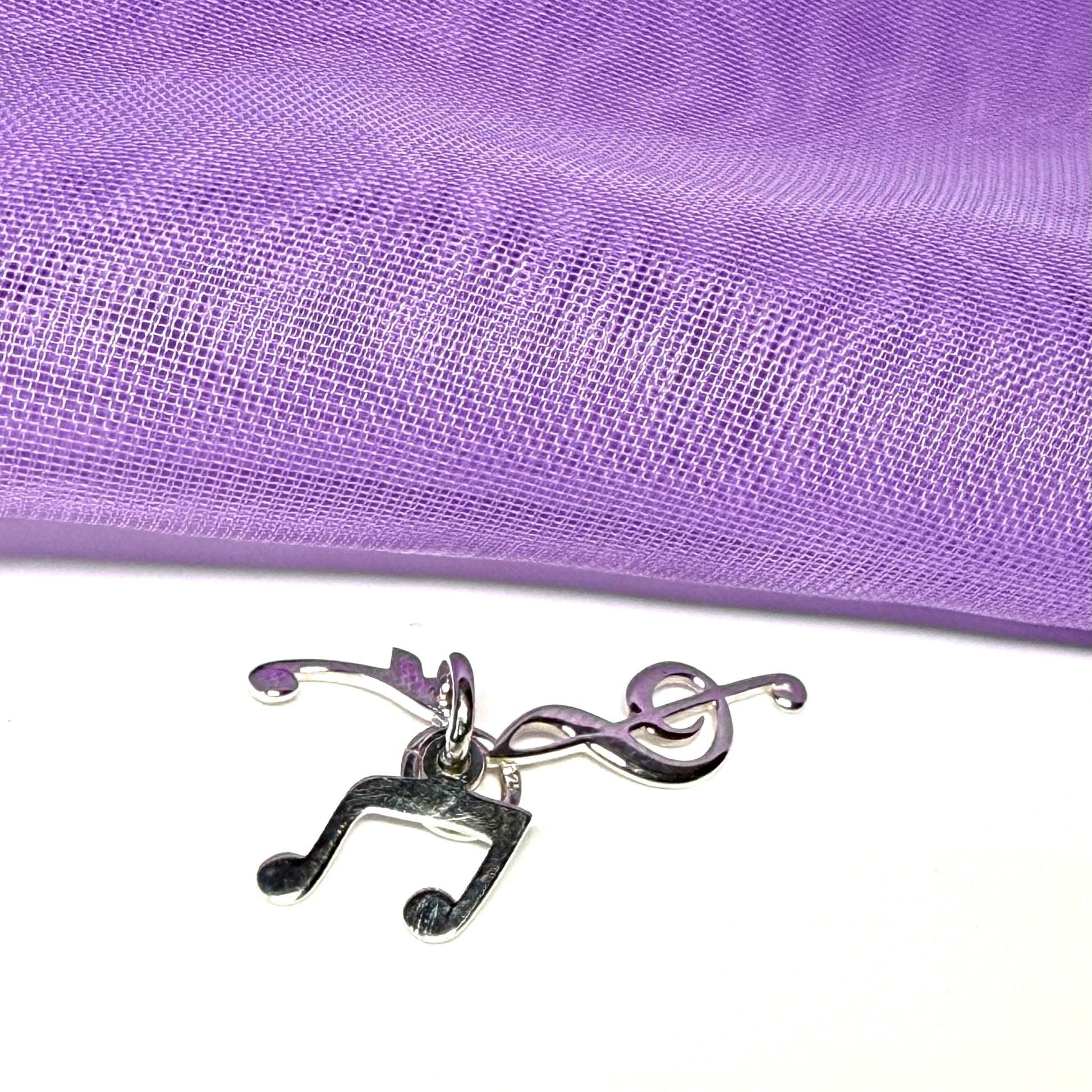 Musical note solid charm sterling silver
