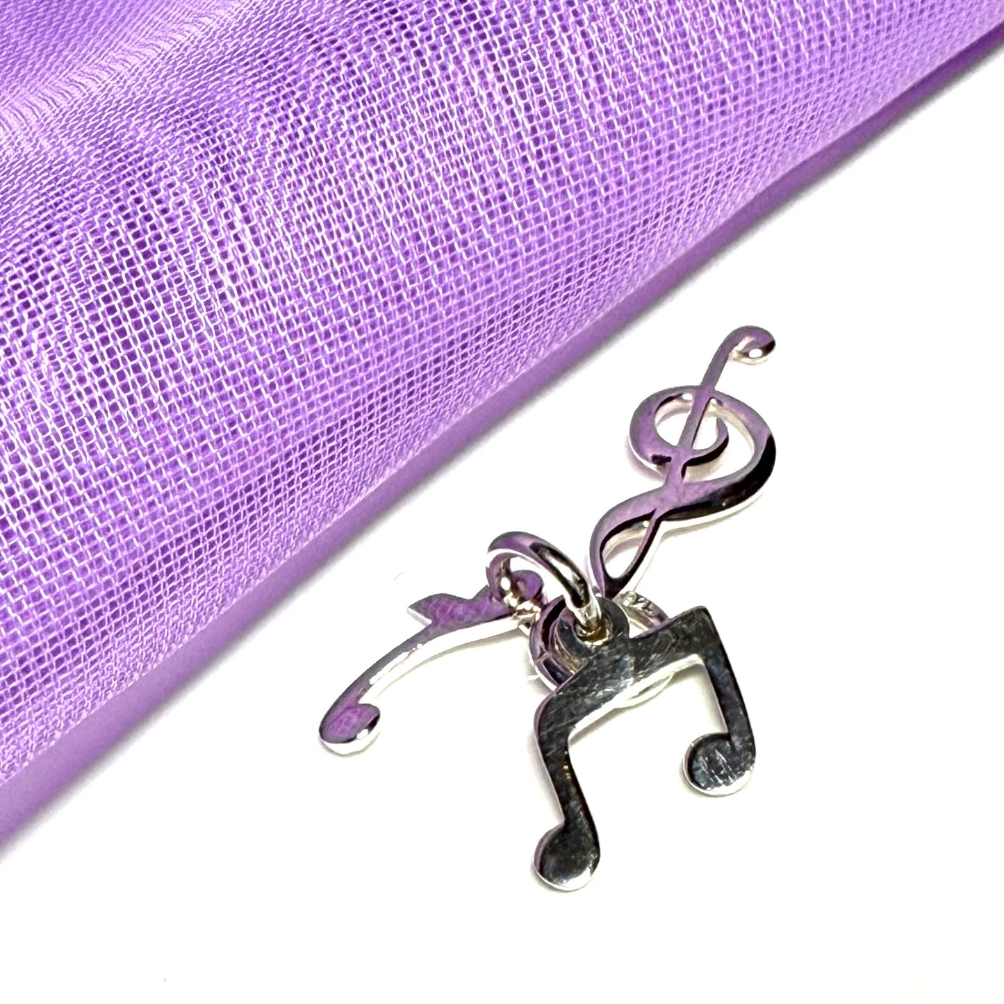 Musical note solid charm sterling silver