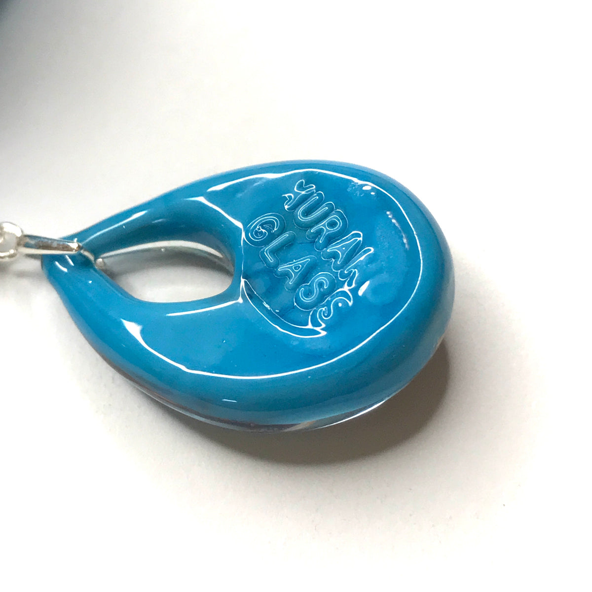 Necklace real Murano glass blue black gold coloured pear shaped pendant With the Genuine Murano glass stamp on the back