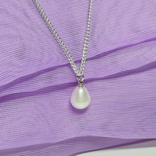 Necklace real freshwater cultured pearl dropped pendant with chain