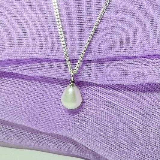 Necklace real freshwater cultured pearl dropped pendant with chain