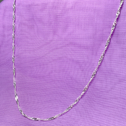 Necklace fine twisted curb Singapore sterling silver chain